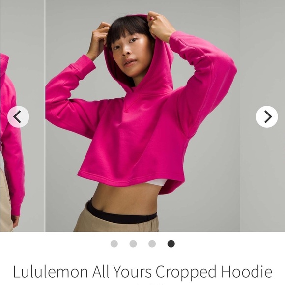 Lululemon All Yours Cropped Hoodie Sonic Pink Cotton Terry Sweatshirt Sz 6 - Picture 13 of 13